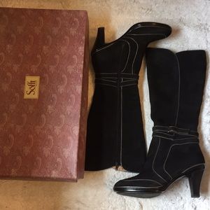 SOFFT BLACK SUEDE TIA BOOTS